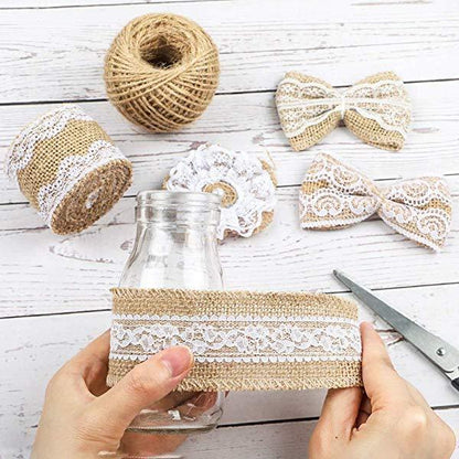 Lighteme Natural Burlap Lace Craft Ribbon Roll (6 types)