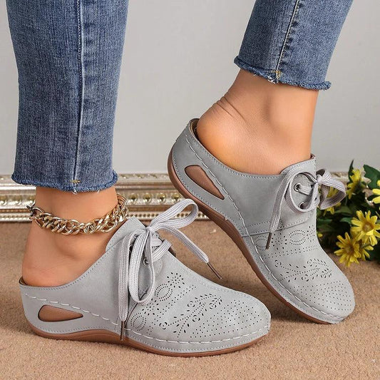 Lighteme Damen geformte Keilabsatzschuhe aus dickem Leder