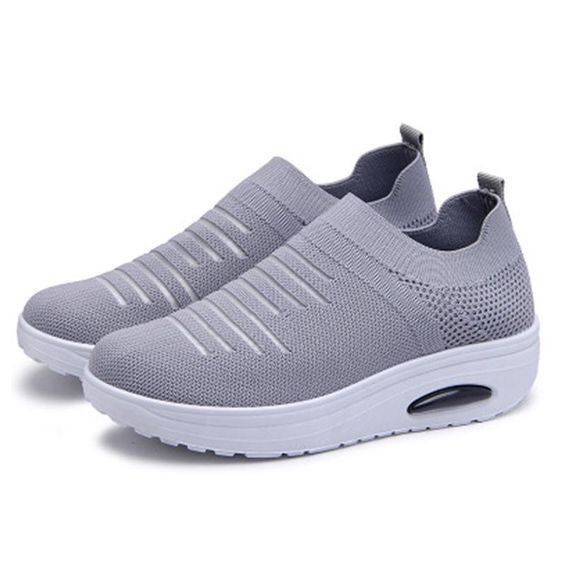 Ihrtrade Women's Mesh Cushioned Slip On Platform Casual Sock Shoes