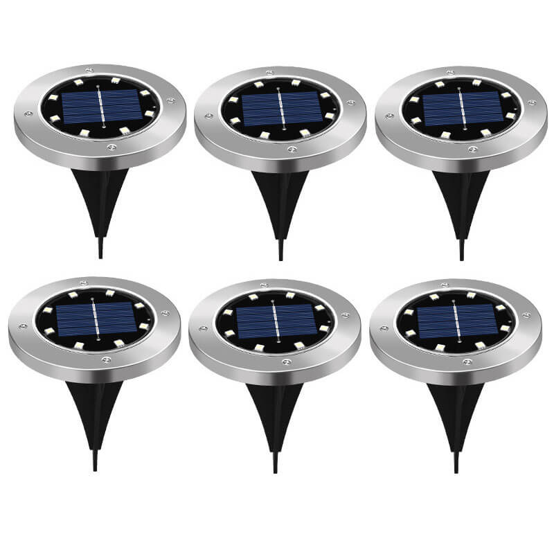 (6 Pack) Lighteme Colorize Solar Lights Color Change Stainless Steel Ring Lights In-Ground