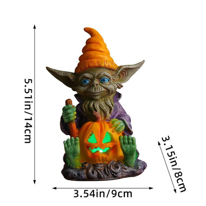 Lighteme - Halloween-Statue aus Kunstharz mit Kürbislampe | 1 KAUFEN, 1 GRATIS
