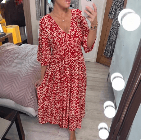 Lighteme – Maxikleid mit V-Ausschnitt und Boho-Print
