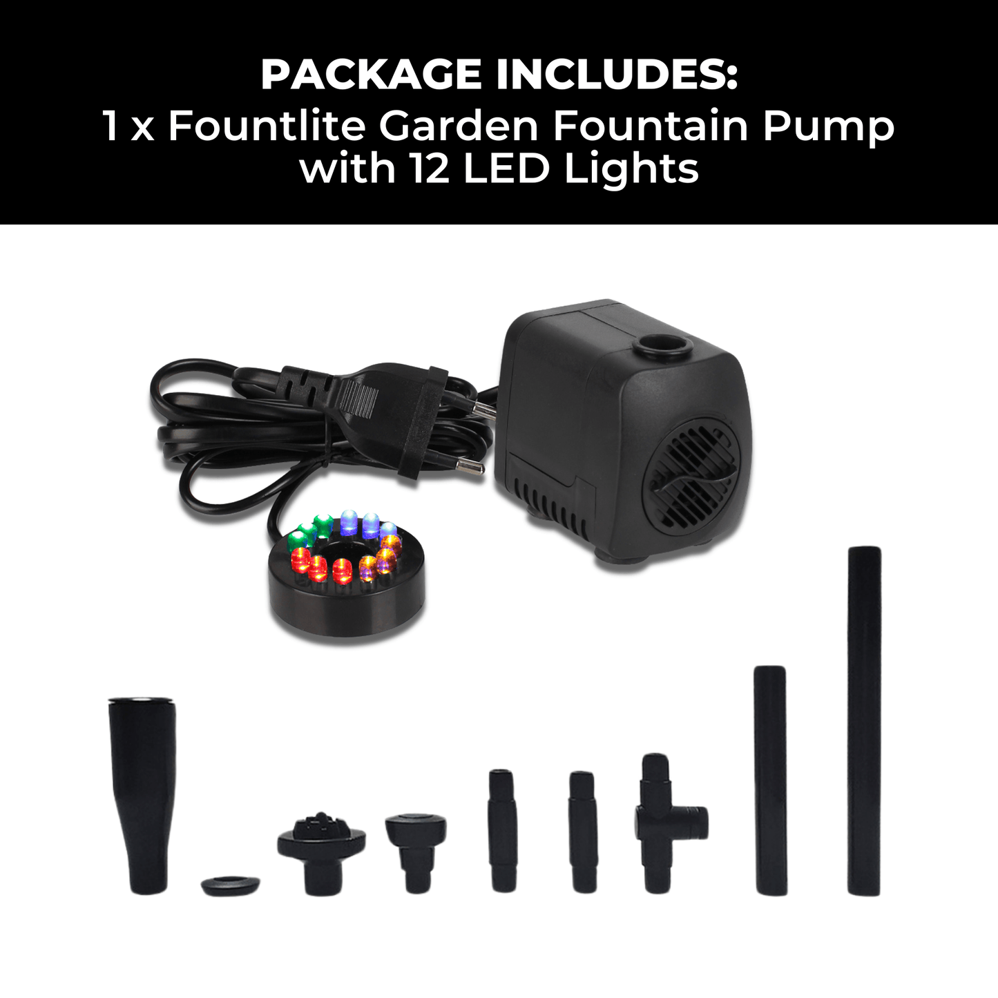 Lighteme Gartenbrunnenpumpe mit 12 LED-Leuchten