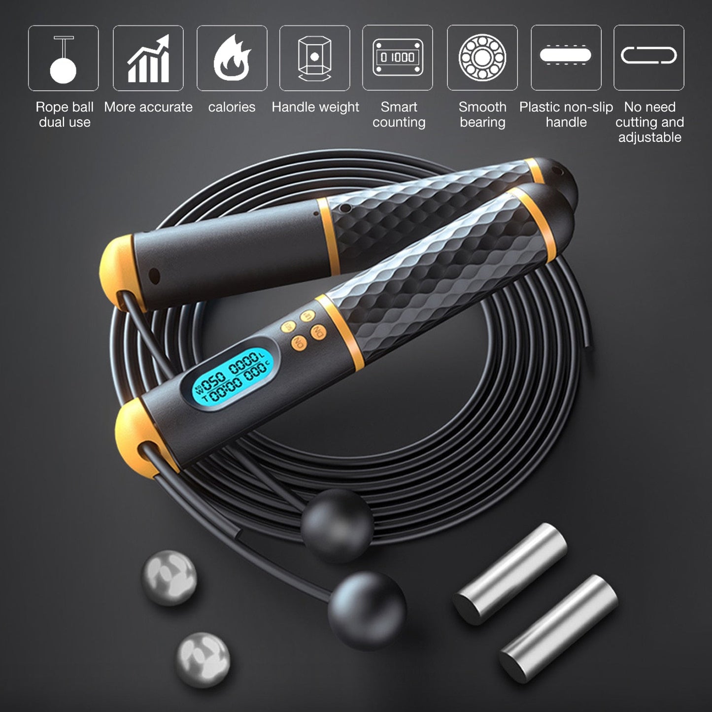 Lighteme Jump Shape Rope - Adjustable Digital Counting Jump Rope and Vibration Reminder for Fitness, Exercise, Workout, Gym