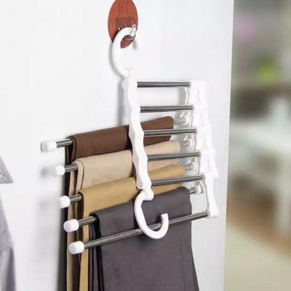 With a cap at the end of every rod, the hanger will prevent your trousers from slipping off