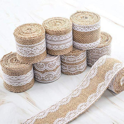 Lighteme Natural Burlap Lace Craft Ribbon Roll (6 types)