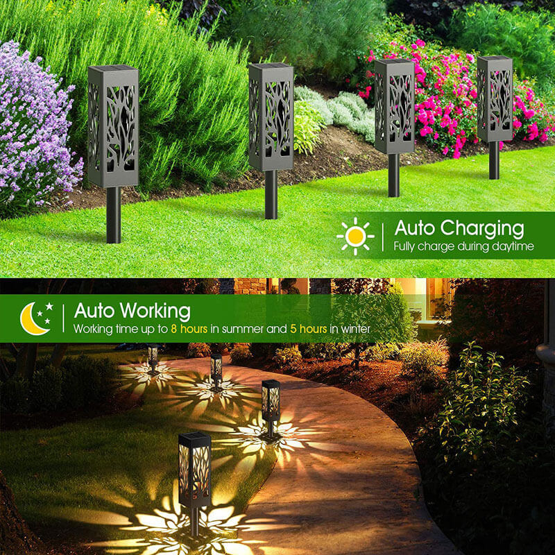 Lighteme 12-Lumen Solar Bollard Light with Tree Design LED 2/4/6/8/12-Pack