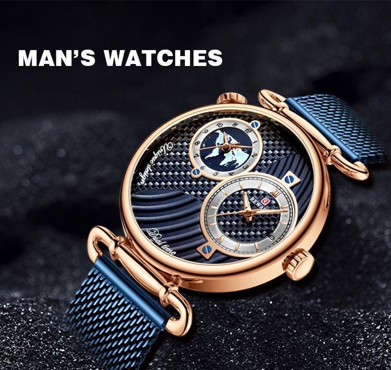 Lighteme Luxury Waterproof Multi Time Zone Watch For Men (5 colors)