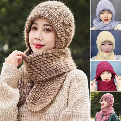 Lighteme Damen Strickmütze &amp; Schal Kombi