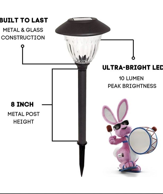 Lighteme 10 Pack Solar LED Pathway Lights Outdoor-Stainless Steel