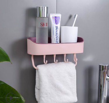 Lighteme Adhesive Bathroom Shelf Storage Organizer (4 colors & 2 types)