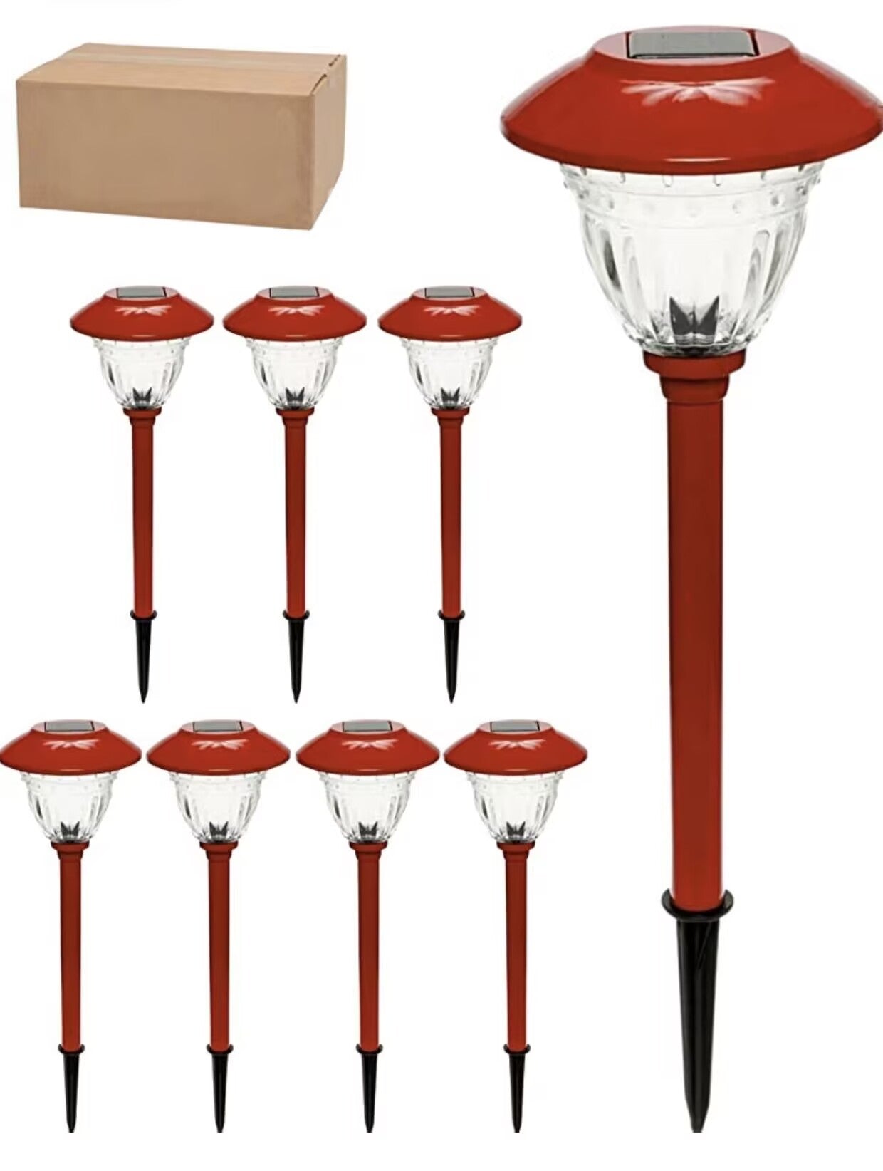 Lighteme 8 Pack Solar Pathway LED Lights Outdoor-Stainless Steel 15 Lumen