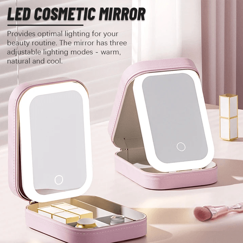 Lighteme Multifunktionale Make-up-Box – Aufbewahrungsbox für Schmuck + Make-up-Spiegel 