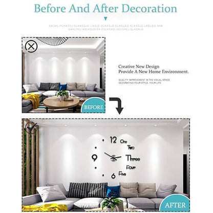Lighteme 3D Wall Sticker Clock (2 colors & 2 sizes)