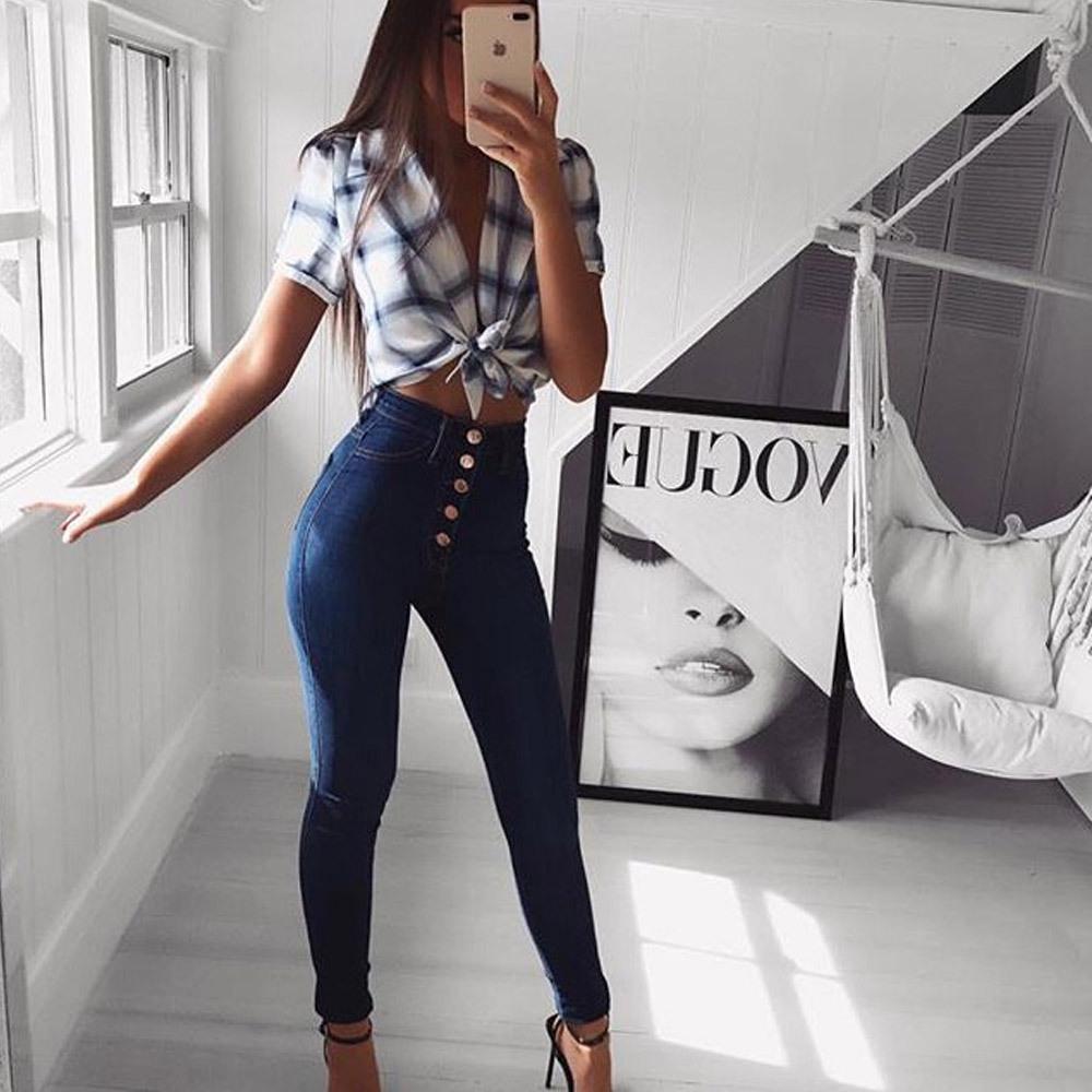 Ihrtrade Button Front High Waist Jeans