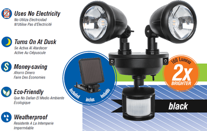 Lighteme Dual Head Solar Security Light with Motion Sensor | White or Black