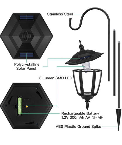 Lighteme Solar Hanging Lights Dual Use Shepherd Hook Lights Outdoor, 4 Pack