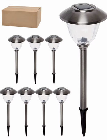 Lighteme 8 Pack Solar Pathway LED Lights Outdoor-Stainless Steel 15 Lumen