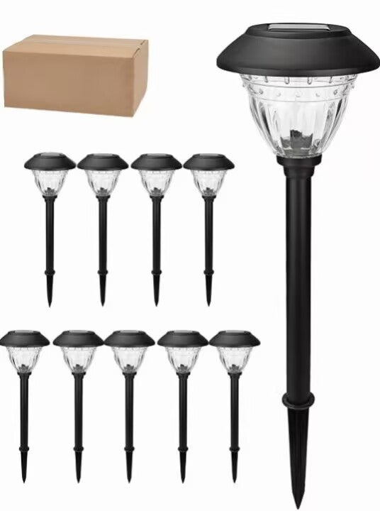 Lighteme 10 Pack Solar LED Pathway Lights Outdoor-Stainless Steel