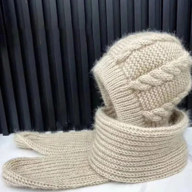 Lighteme Damen Strickmütze &amp; Schal Kombi