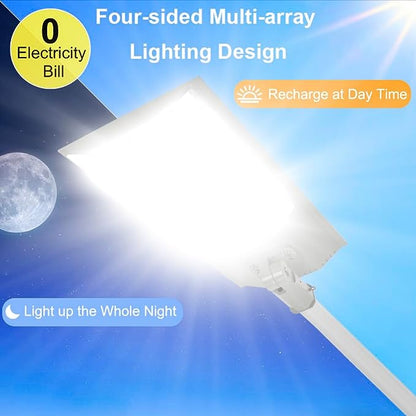 Lighteme 8000W Aluminum Frame Solar Street Lights Outdoor Motion Sensor, Dusk to Dawn 200000LM with Remote Control