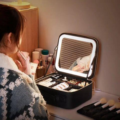 Lighteme Kosmetiktasche mit Spiegel und USB-Anschluss