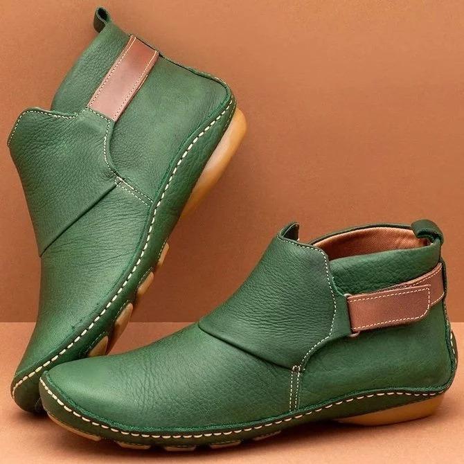 Ihrtrade Women Casual Comfy Daily Adjustable Soft Leather Booties