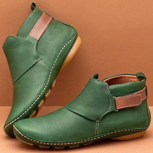 Ihrtrade Women Casual Comfy Daily Adjustable Soft Leather Booties