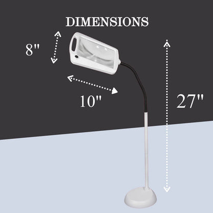 Lighteme 8X10 – Stehlampe mit ganzseitiger Vergrößerung – Freihändige Lupe mit hellem LED-Licht zum Lesen – Flexibler Schwanenhals hält die Position 