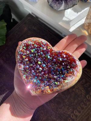 Lighteme Angel Aura Herzförmiger Regenbogen-Kristallcluster