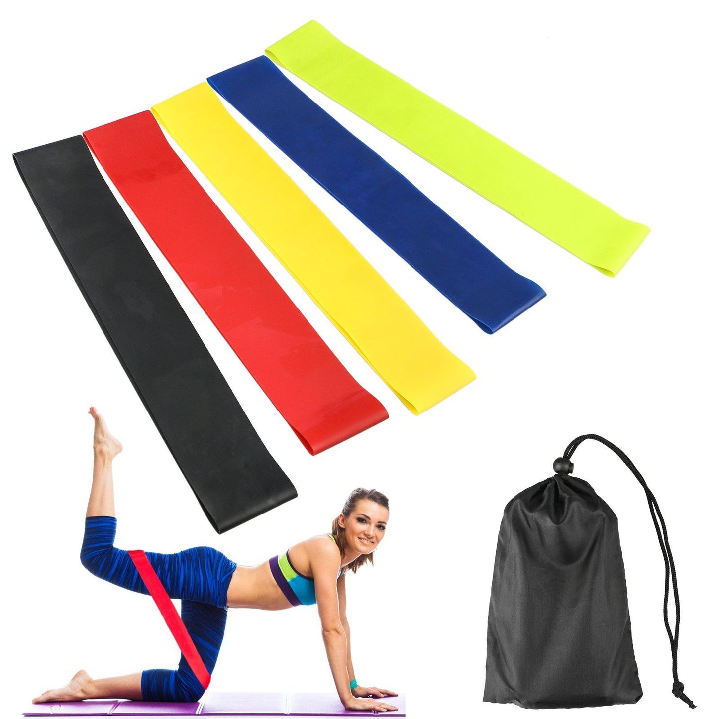 (5 Pack) Lighteme Resistance Bands - Progression Strength Set with Gym Carry Bag