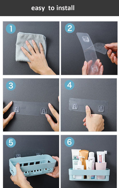 Lighteme Adhesive Bathroom Shelf Storage Organizer (4 colors & 2 types)