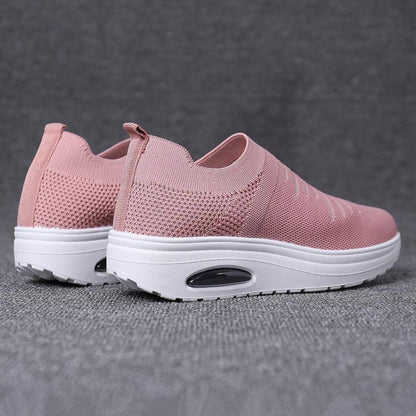 Ihrtrade Women's Mesh Cushioned Slip On Platform Casual Sock Shoes