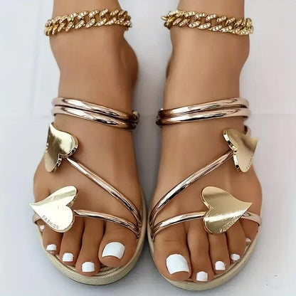 Lighteme – Flache Slide-Sandalen mit Herz-Motiv für Damen
