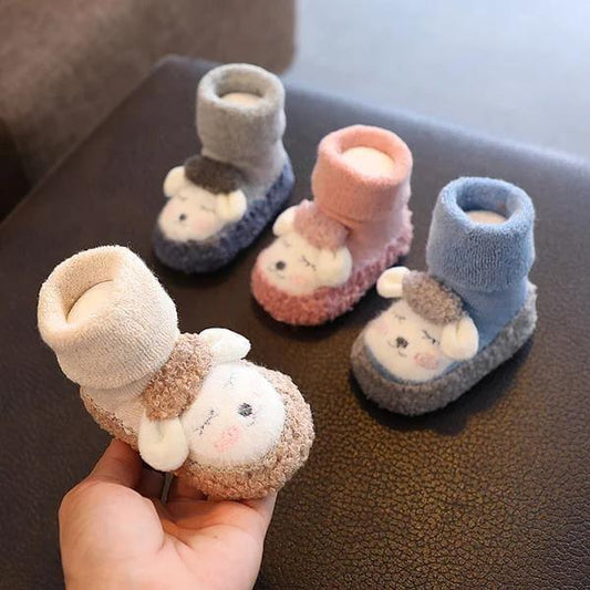 Chaussures pour tout-petits en coton pelucheux avec dessin animé Lighteme Baby Boots 