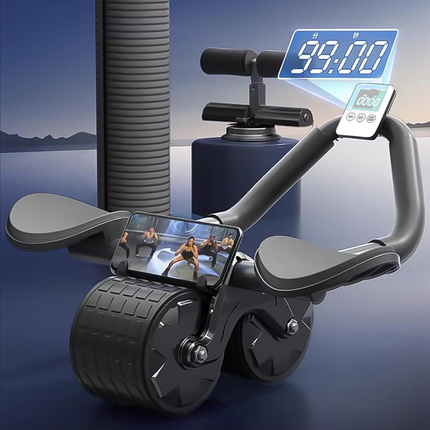 Lighteme Ab Exercise Roller with Better Support & Timer