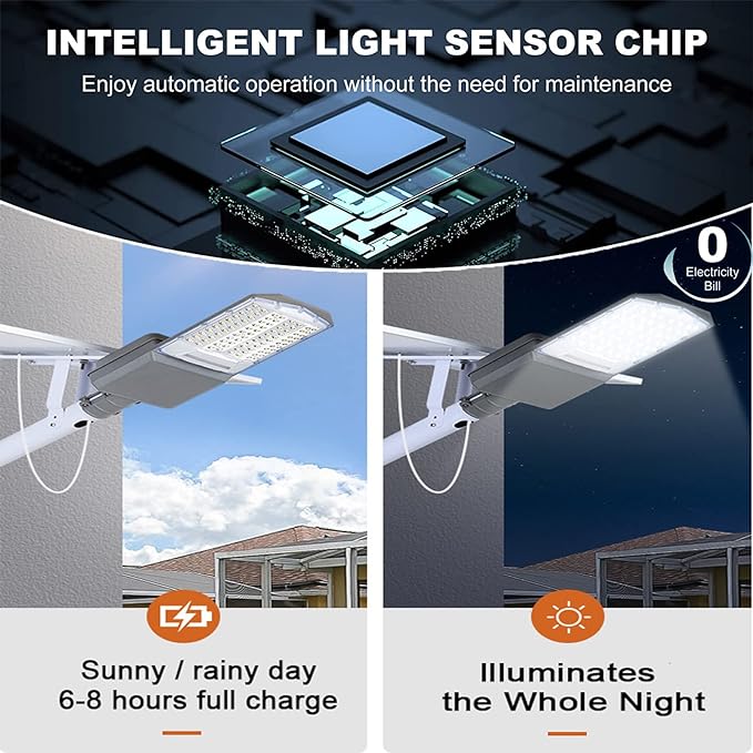 Lighteme 3500W Solar Street Lights Outdoor, IP67 Commercial Parking Lot Light Dusk to Dawn