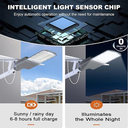 Lighteme 3500W Solar Street Lights Outdoor, IP67 Commercial Parking Lot Light Dusk to Dawn