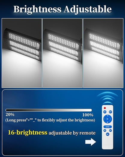 Lighteme 6500W Solar Street Lights Outdoor, 500000LM High Powered Commercial Parking Lot Lights 6500K Dusk to Dawn with Remote