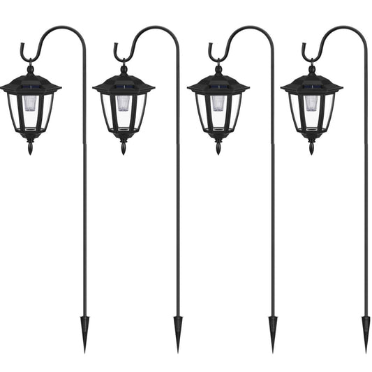 Lighteme Solar Hanging Lights Dual Use Shepherd Hook Lights Outdoor, 4 Pack