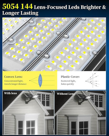 Lighteme 6500W Solar Street Lights Outdoor, 500000LM High Powered Commercial Parking Lot Lights 6500K Dusk to Dawn with Remote
