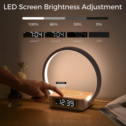 Lighteme LED Wireless Cell Phone Charger Desk Lamps With Alarm Clock