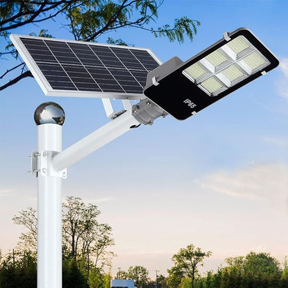 Lighteme 400W Solar Street Lights Outdoor, Dusk to Dawn Solar Led Outdoor Light with Remote Control, 6500K Daylight White