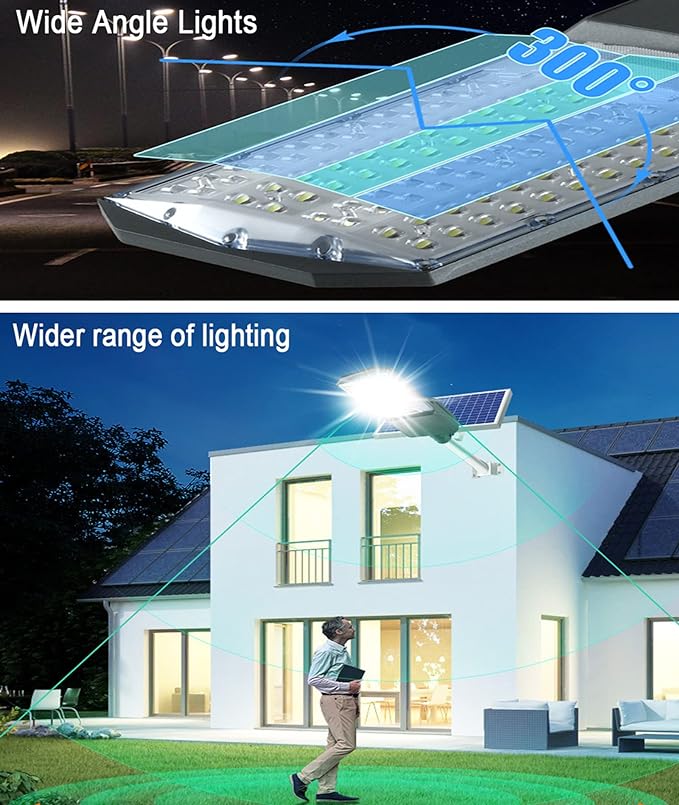 Lighteme 3500W Solar Street Lights Outdoor, IP67 Commercial Parking Lot Light Dusk to Dawn