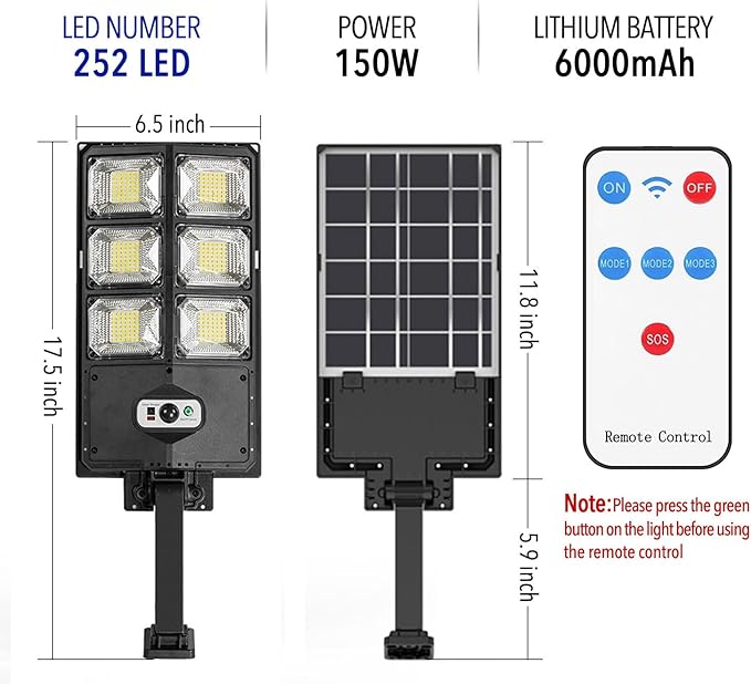 Lighteme 150W Solar Lights, 3 Modes Led Solar Wall Light Motion Sensor with Remote Control, 8000LM