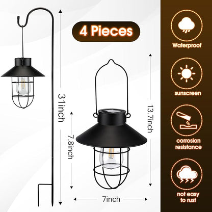Lighteme Hanging Solar Lantern with Shepherd Hook 31 Inch