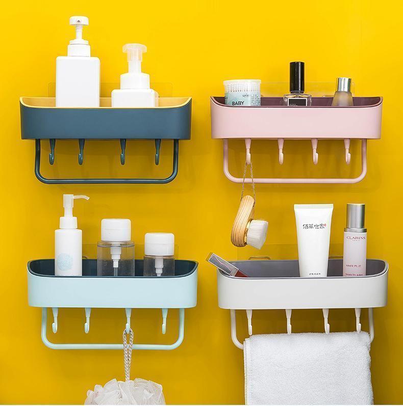 Lighteme Adhesive Bathroom Shelf Storage Organizer (4 colors & 2 types)
