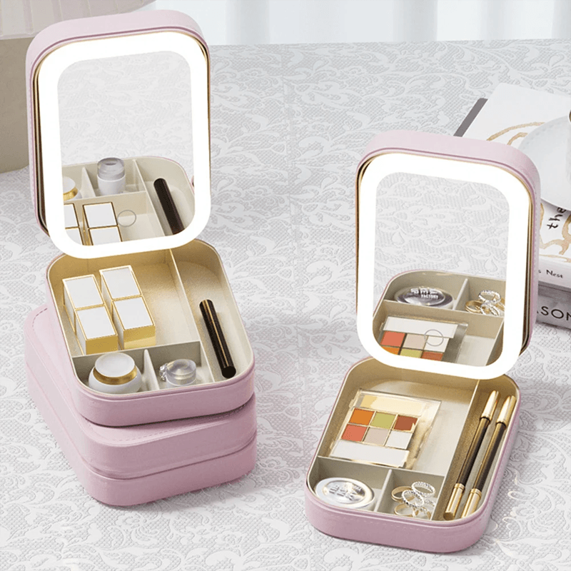 Lighteme Multifunktionale Make-up-Box – Aufbewahrungsbox für Schmuck + Make-up-Spiegel 