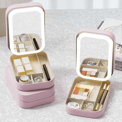 Lighteme Multifunktionale Make-up-Box – Aufbewahrungsbox für Schmuck + Make-up-Spiegel 