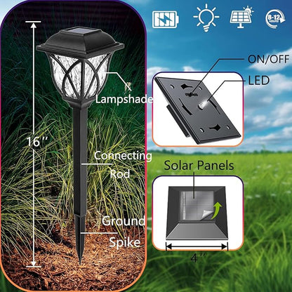 Lighteme 8 Pack Solar LED Lights,Large Rotating Outdoor Pathway Up To 10 Lumen